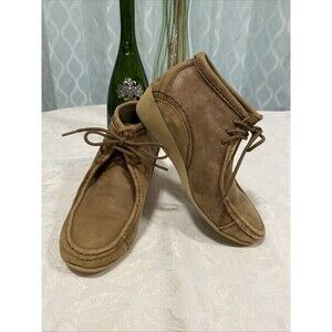 Women's Oliberte Nishia Ankle Wedge Boots Brown Leather Women’s Size 5.5-6